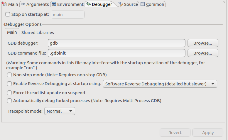 Debugger configuration